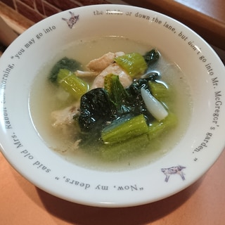 手羽元と小松菜のスープ♡